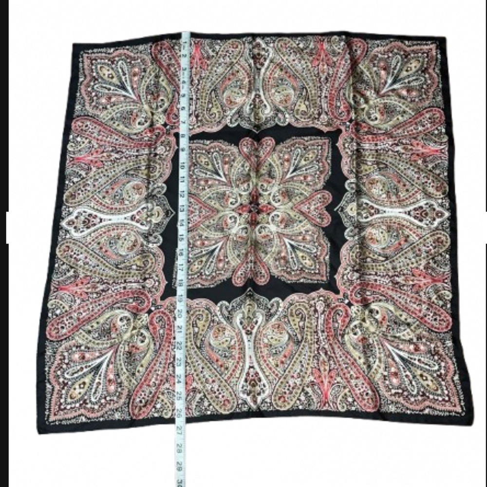 Casual Corner 100% Silk Square Luxury Paisley Maximalism Old Money Vintage